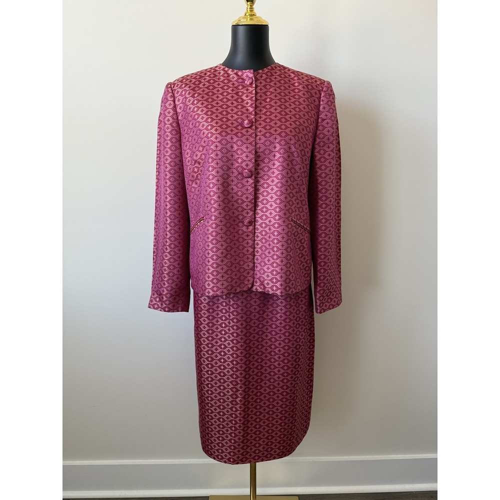 Nicola Women's 14 Two-piece Skirt Suit Pink/Violet/Gold Design Italy New NWT